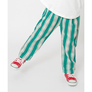 日本 BREEZE - 時尚印花休閒廚師褲-直條紋-翠綠