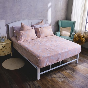 戀家小舖 60支天絲 單人床包 萊賽爾纖維高密度纖維 涼爽透氣柔軟舒適  3.5 x 6.2尺  粉橘花路