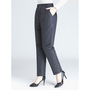 中老年羽絨褲女外穿高腰深襠寬松大碼冬季加厚保暖白鴨絨直筒棉褲