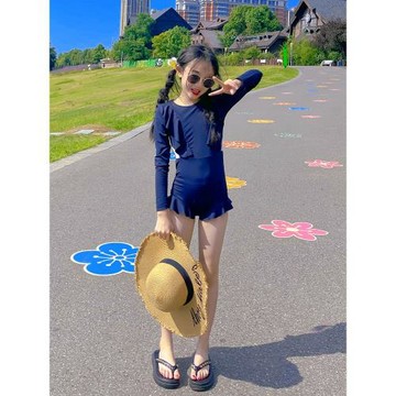 女童高級感泳裝兒童防曬泳衣2026新款女大童夏季連體游泳衣帶胸墊