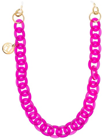 Linda Farrow - chunky sunglasses chain - women - Acetate/Metal (Other) - One Size - Pink