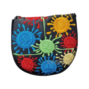 新款高爾夫推桿套紅T字桿頭套大半圓條形帽套球桿保護套半圓球套