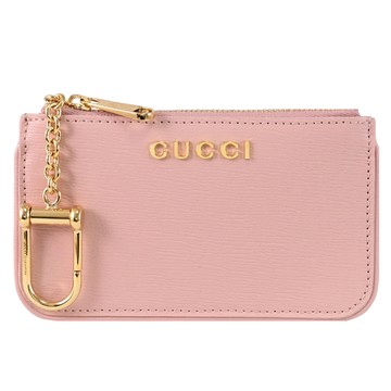 GUCCI 790102 Script 金屬LOGO拉鍊鑰匙/零錢卡包.粉