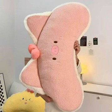 可愛粉豬靠枕 長條抱枕 睡覺夾腿 腰靠墊 絨毛玩偶 女生寢具 抱枕娃娃 生日禮物