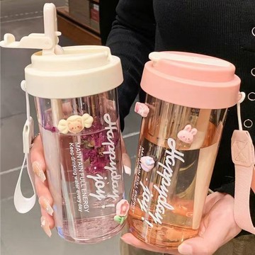 【臺灣出貨】新款水杯耐高溫女生可愛高顏值茶水分離ins吸管塑料雙飲杯子