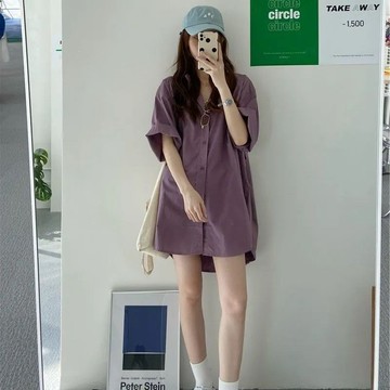 【臺灣出貨】大碼微胖妹妹mm2-300斤寬鬆oversize襯衫裙 夏季百搭薄外套