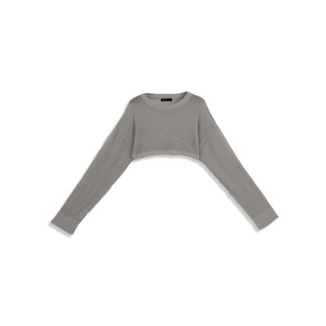 洞洞針織羅紋剪接短版上衣 四色售