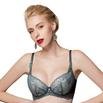 SWEAR 思薇爾 琉金花宴系列 C-F罩 軟鋼圈 背心型 蕾絲 包覆 女內衣 (雪松綠)