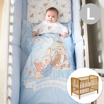 原木大床附床墊+悅讀比得兔大床四件床組/寢具組-L