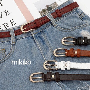 美木子｜皮帶｜馬蹄D環鏤空多孔細腰帶【BT114】可調整 小腰救星 個性腰帶 百搭皮帶 學生腰帶 女用皮帶 復古皮帶