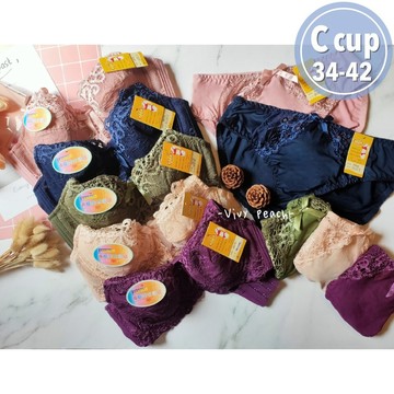 ❤️Vivy peach❤️C罩杯 薄襯 三排扣 集中 軟布 有鋼圈 包覆 女生內衣 法式蕾絲 快速出貨
