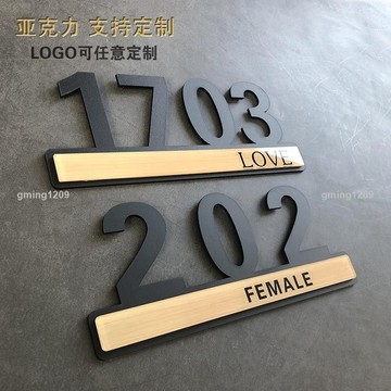 優品可客製亞克力門牌號碼牌 家用門牌號標誌牌創意個性酒店賓館KTV包廂包間民宿房間門牌貼牌子定製定做北歐住宅gming1