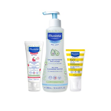 臉部防曬保濕組｜SPF50+高效性兒童防曬乳(40/100ml同一賣場)+免用水潔淨液300ml+敏弱修復面霜40ml｜新生兒防曬｜慕之恬廊Mustela【兒童防曬/幼兒防曬/嬰兒防曬/孕婦防曬/全家防曬/溫和防曬/長效防曬/友善海洋防曬】