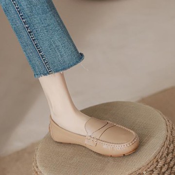 防滑平底豆豆鞋女2024年新款春秋季一腳蹬懶人透氣單鞋休閑四季鞋
