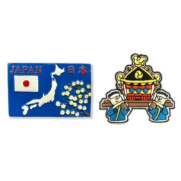 日本地圖黑板磁鐵+日本 Q版-慶典布貼【2件組】紀念磁鐵療癒小物 磁性家居裝飾 造型磁鐵 旅遊磁鐵