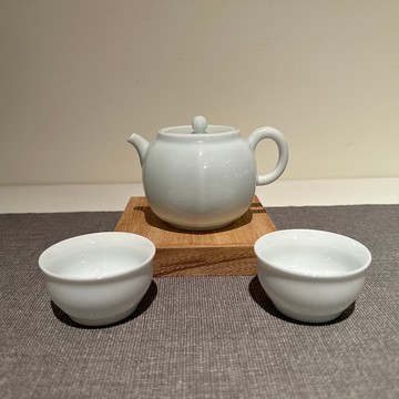 【瓷】滿福潤瓷壺(青)(一壺二杯)精緻泡茶壺