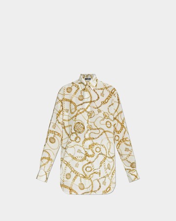 BALMAIN 金鏈印花真絲襯衫 - 38
