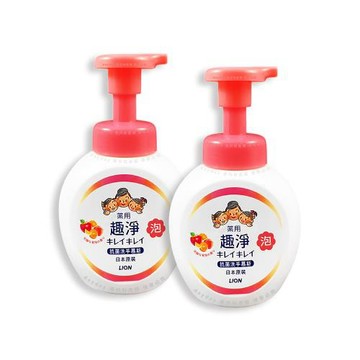 (2瓶超值組)日本LION獅王-趣淨植萃濃密泡沫洗手慕斯250ml/按壓瓶-清新果香(粉紅頭)(綿密柔軟去污香氛泡泡洗手乳/全家適用防疫必備潔膚慕絲)