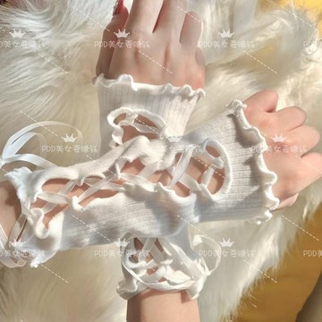 花燕熙y2k韆禧年辣妹DIY綁帶高顔值手袖洛麗塔jk袖套袖套打包博主 6AFR