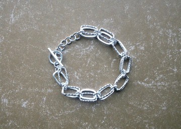 純銀長方形雙圈圈手鍊