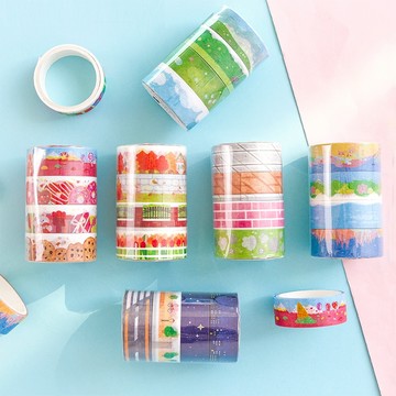 🍋檸檬青🍋清倉現貨流光疏影系列5款4卷入1.5cm*3m造景組合膠帶貼紙手帳拼貼裝飾素材