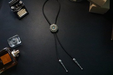 日式小雏菊保罗领带蓝松石bolotie礼盒装支持刻字