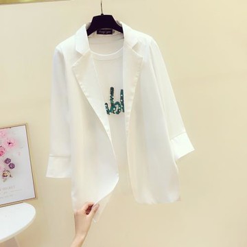 休閑西裝外套女2025春夏薄款網紅設計感小眾雪紡白色西服上衣開衫