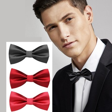 【拉福】純色亮面高質感領結新郎結婚領結糾糾 (中紅色)