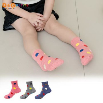 【D&G】圓點3/4童襪(13-16CM)-紅(D387 兒童襪 止滑舒適 日常襪 )