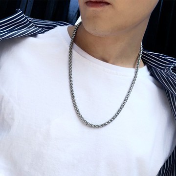 hiphop嘻哈龍骨鏈男士街頭霸氣鈦鋼項鏈學生韓版網紅銀色粗鏈子潮