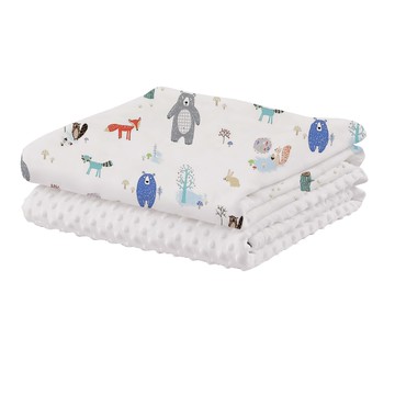 HABABY雙面魔豆毯熊與鬆鼠款130x100cm