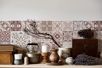 【輕鬆壁貼】莫蘭迪花磚 | 粉紅 /2款 - 無痕/居家裝飾