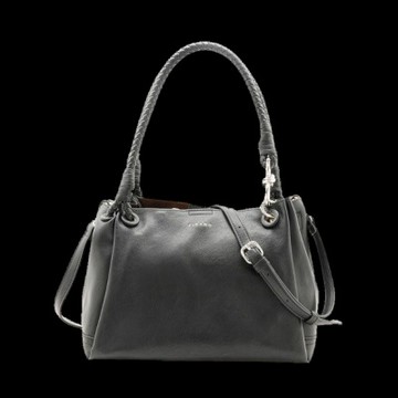 FIRANO-編織提把手提/斜背兩用包(黑色)