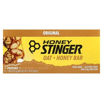 Honey Stinger, 燕麥 + 蜂蜜棒，原味，12 根，每根 1.48 盎司（42 克）