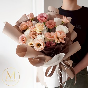 最好的祝福⭐️【Floral M】愛戀曼哈頓焦糖奶茶桔梗花束  摩羯座生日禮物  情人節花束