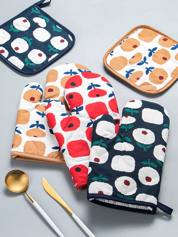 墨色可愛隔熱手套烤箱專用耐高溫防燙家用微波爐廚房防熱烘焙工具