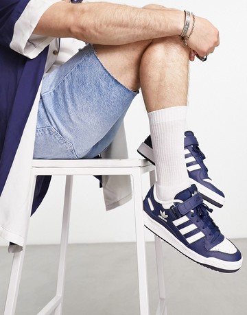 adidas Originals Forum Low trainers in navy and white