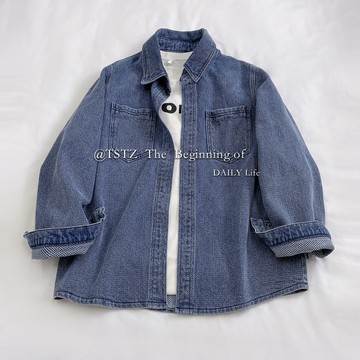 品牌折扣~專柜撤回女裝牛仔襯衫外套初秋薄款設計感小眾上衣ins潮