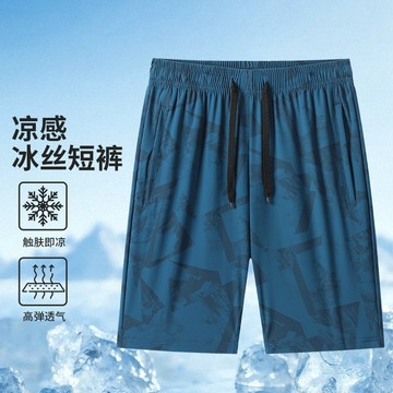 【L-6XL大尺碼🔥】 夏季冰絲短褲 迷彩五分褲 冰爽涼感 四面彈速乾 休閒運動褲 沙灘褲 男裝穿搭