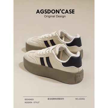 奧古獅登真皮厚底德訓鞋女2025秋季新款女款板鞋百搭小白鞋女鞋