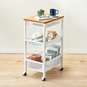 移動式木質頂板寬型三層收納架(附抽屜) 單一規格