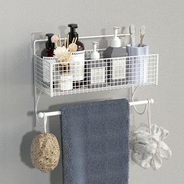 衛生間浴室廁所架子置物架多層化妝品收納架免打孔墻上毛巾壁掛架