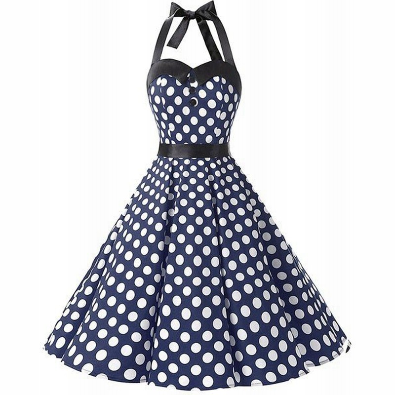 ワンピース レディース ダッパードレス レトロドレス 水玉 ダッパーデイ 50 S 60 S ネイビーホワイトドット 通販 Lineポイント最大get Lineショッピング