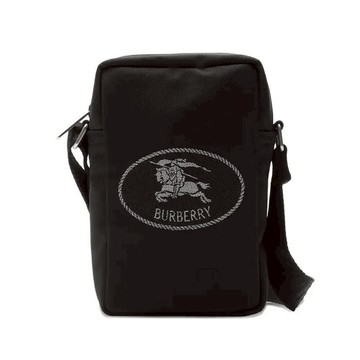 [平輸版]BURBERRY Orkney戰馬LOGO尼龍相機包(黑色)真品平輸