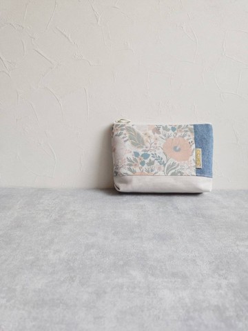 【FZK/萬用收納包(小)】單寧花與葉 日本帆布 日本先染布