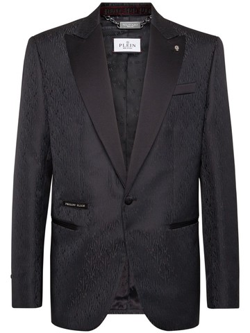 Philipp Plein - patterned-jacquard single-breasted blazer - men - Polyester - L - Grey