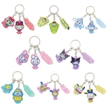 小禮堂 Sanrio X 塔麻可吉 三連壓克力鑰匙圈 (裝扮款) Kitty 美樂蒂 酷洛米 布丁狗 大耳狗
