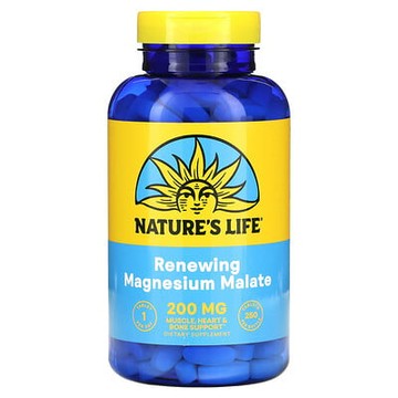 Nature's Life, 蘋果酸鎂，200 毫克，250 片