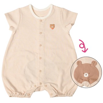 akachan honpo - 短袖兔裝-吸水速乾 動物造型屁屁-咖啡色