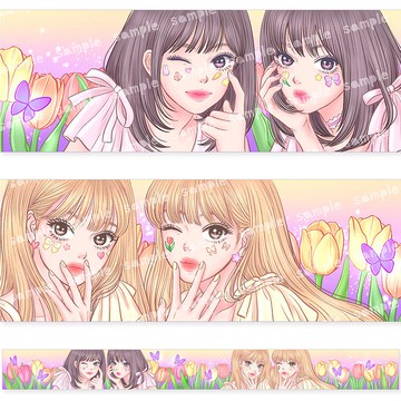 雙胞胎女孩和服紙膠帶 / 3cm